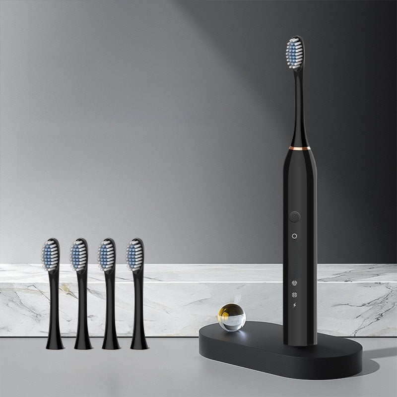 Ultrasonic Soft Bristle Electric Toothbrush with 4 Brush Heads