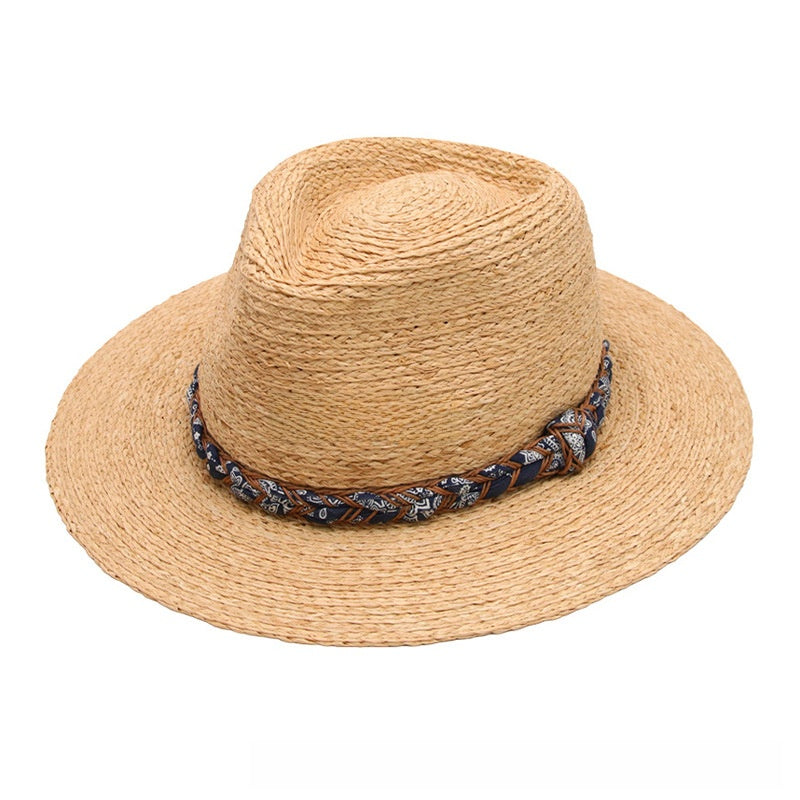 Unisex Raffia Panama Hat Sun Protection Wide Brim Jazz Hat