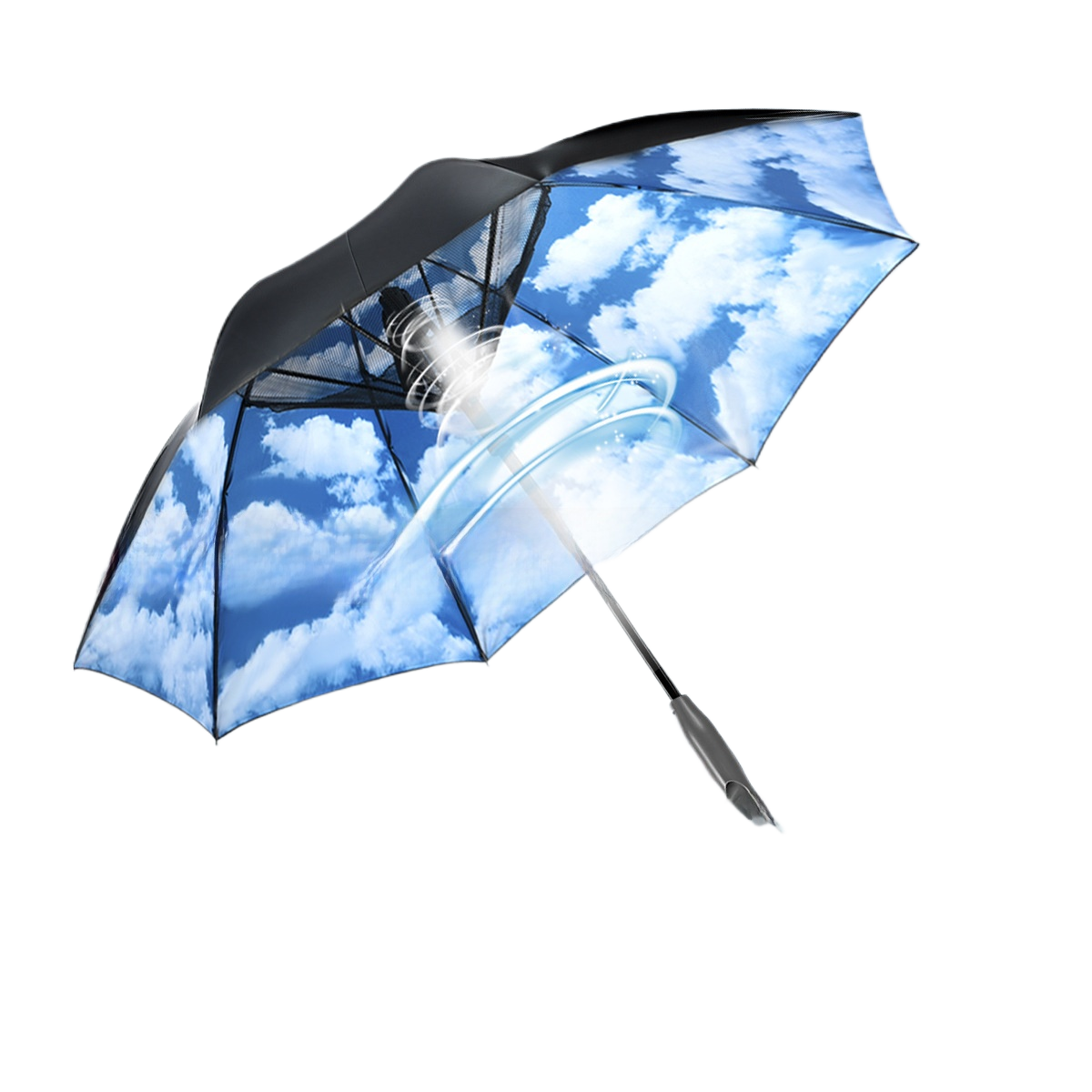 USB Rechargeable Cooling Umbrella with Mist Spray