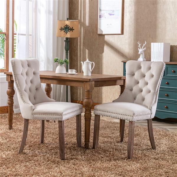 Velvet upholstered dining chair
