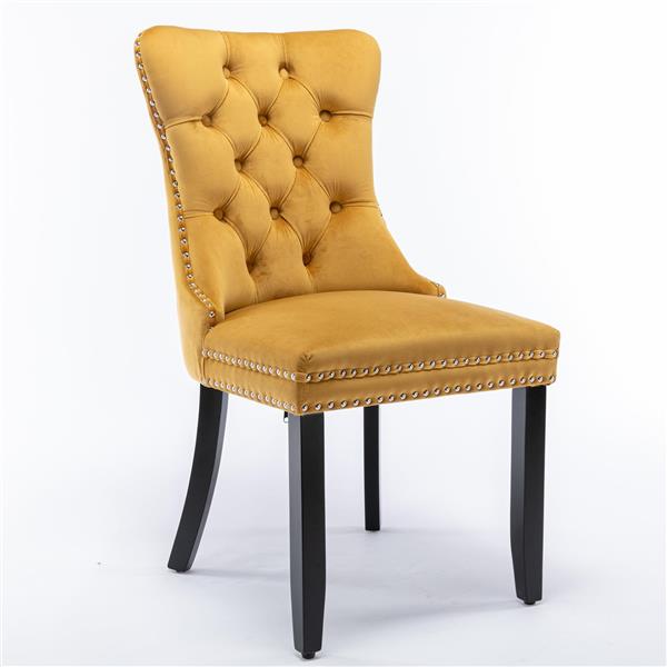 Velvet upholstered dining chair