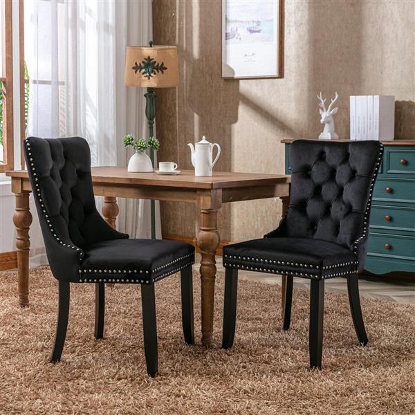 Velvet upholstered dining chair