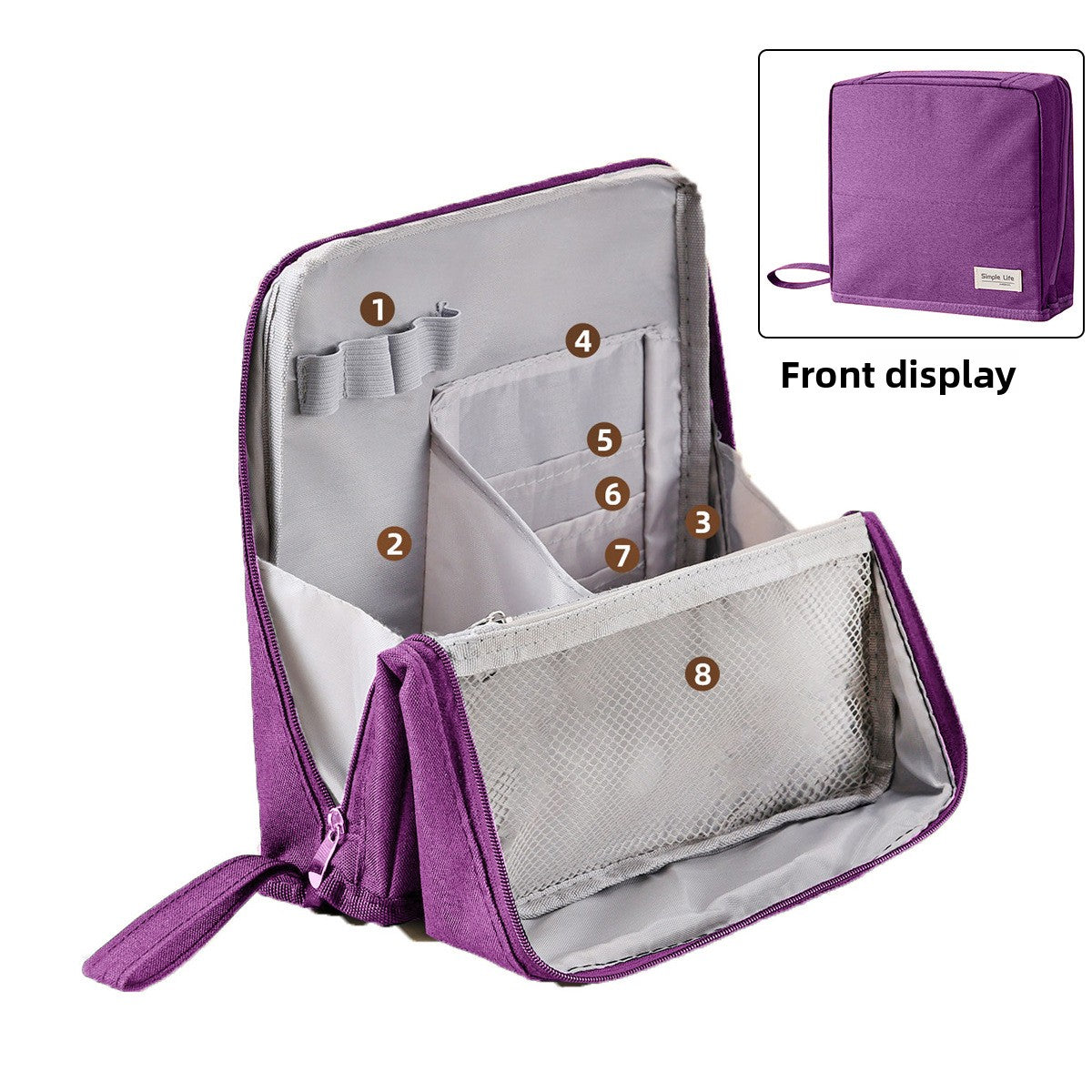 Vertical Makeup Bag with Mirror and Compartments