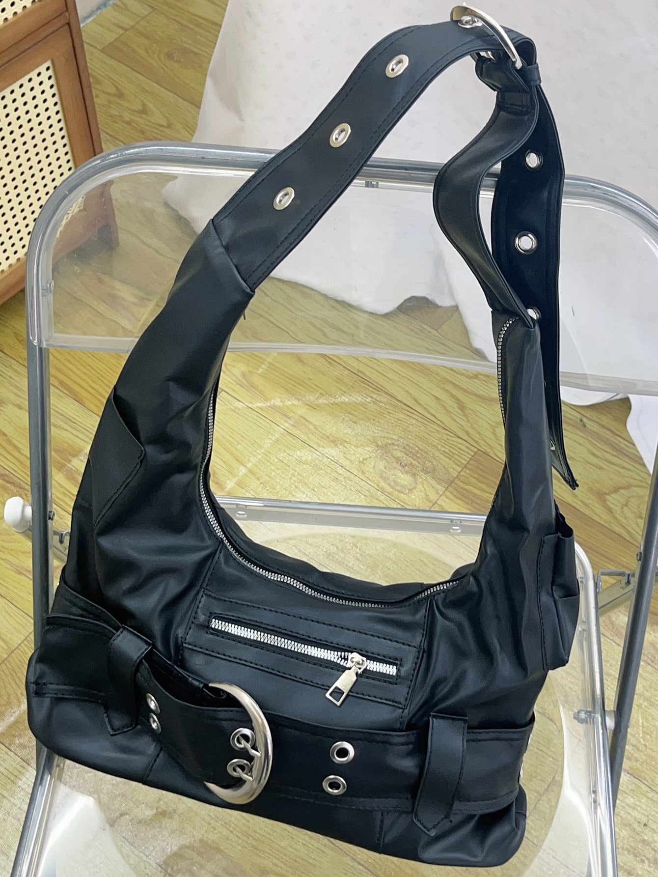 Vintage PU Leather Tote Bag with Shoulder Strap