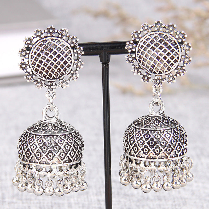 Vintage Sunflower Bell Jhumka Earrings