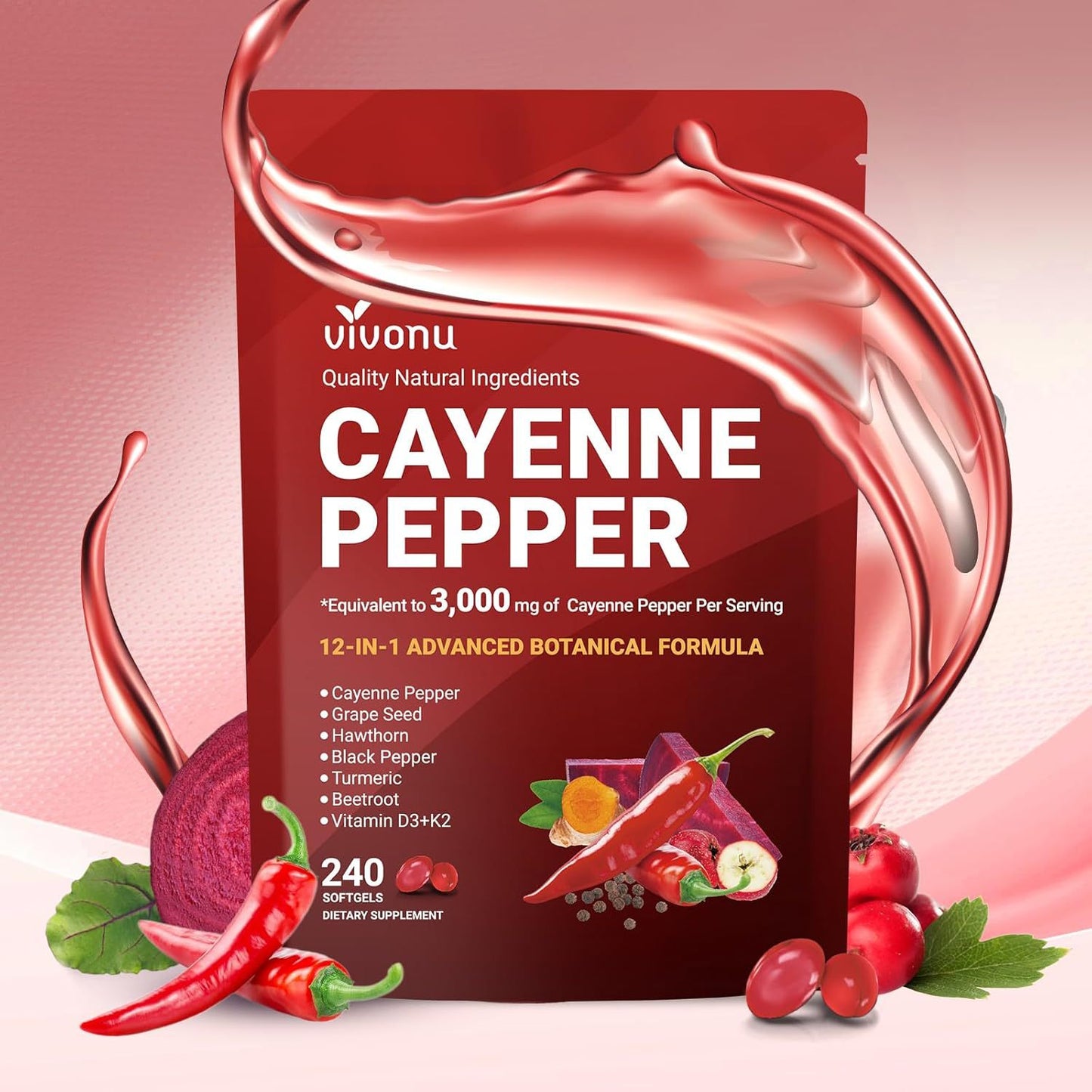 Vivonu Cayenne Pepper Softgels Dietary Supplement