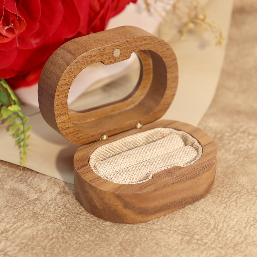Walnut Wood Jewelry Storage Box with Oval Window