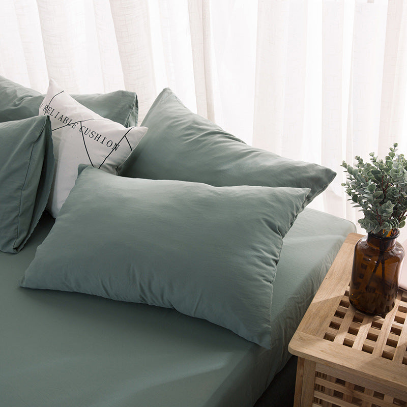 Washed Cotton Pillowcase Solid Color Minimalist