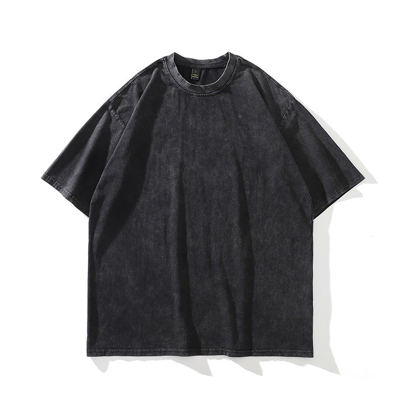 Washed Distressed Skeleton Print Cotton T-Shirt