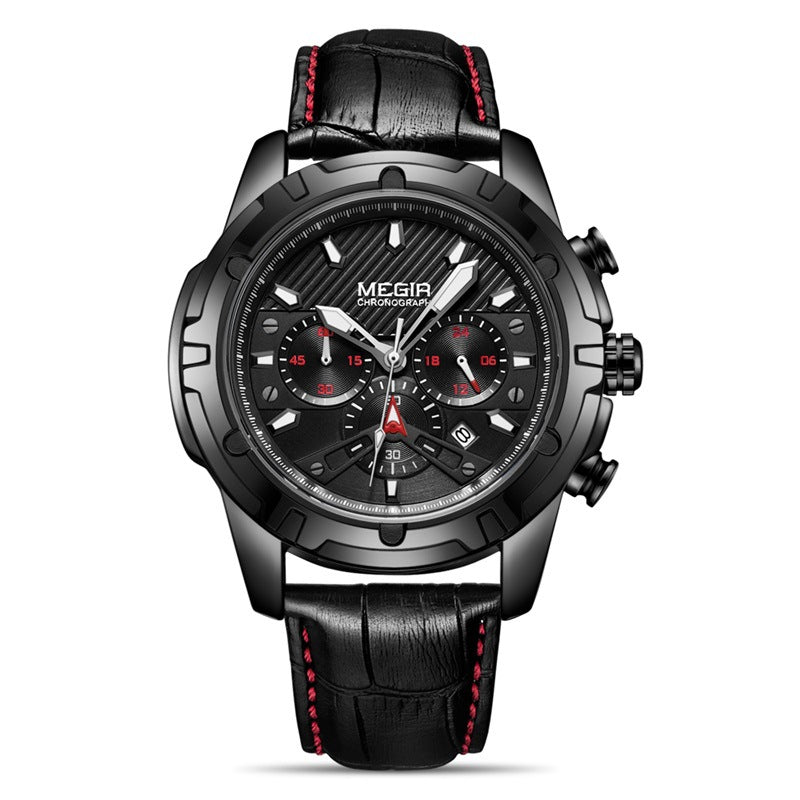 Waterproof luminous genuine leather sports watch