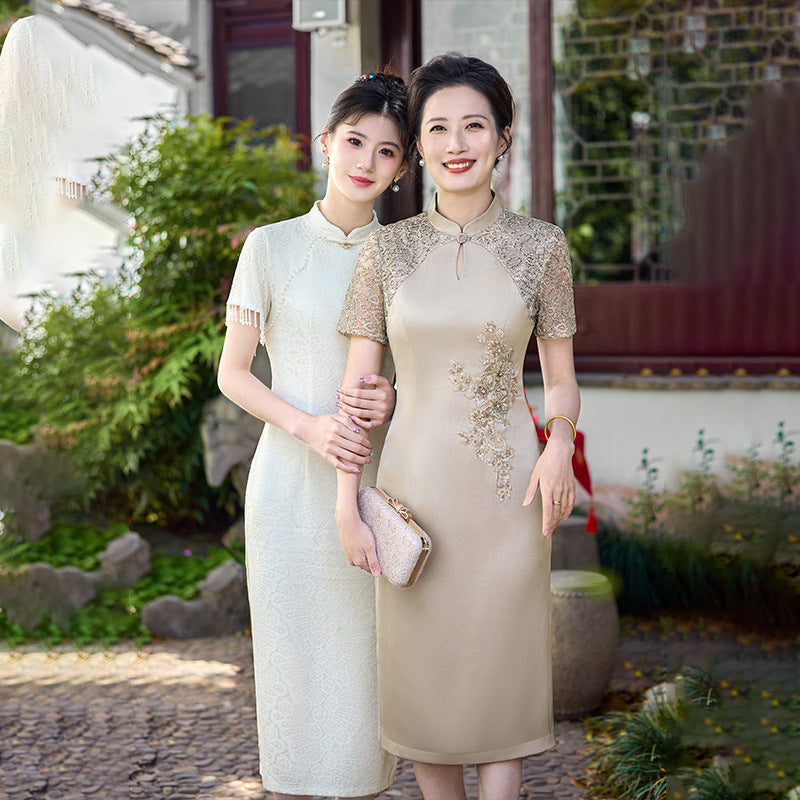 Wedding banquet dress - handcrafted cheongsam
