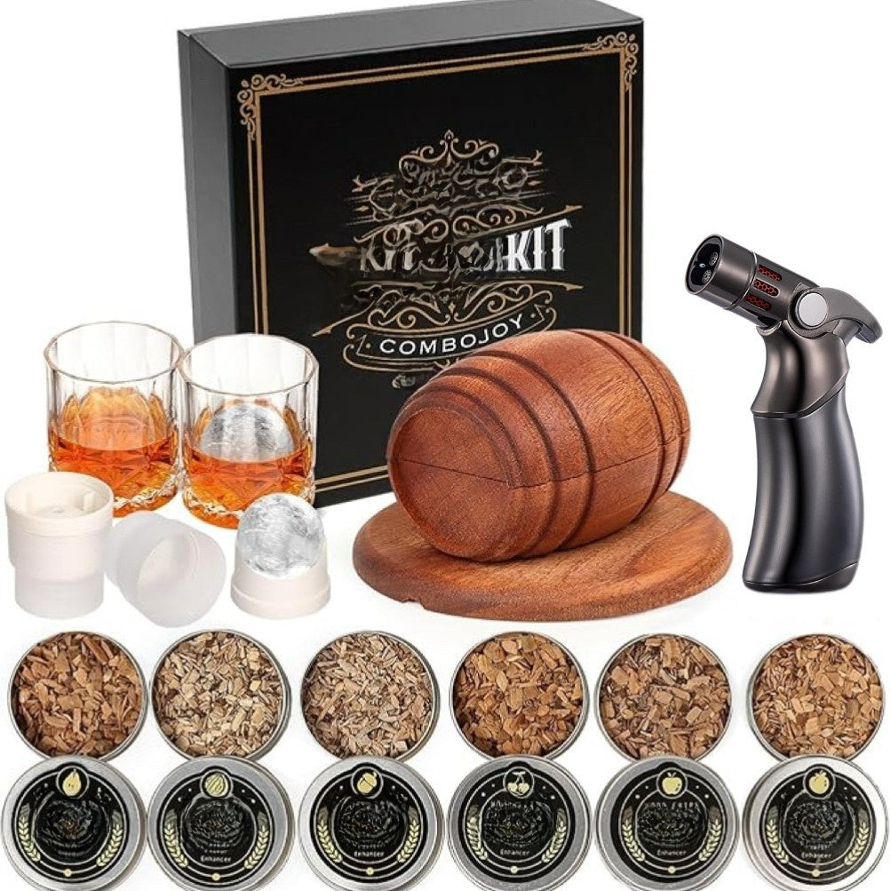 Whiskey Barrel Wood Smoker Set with Filter