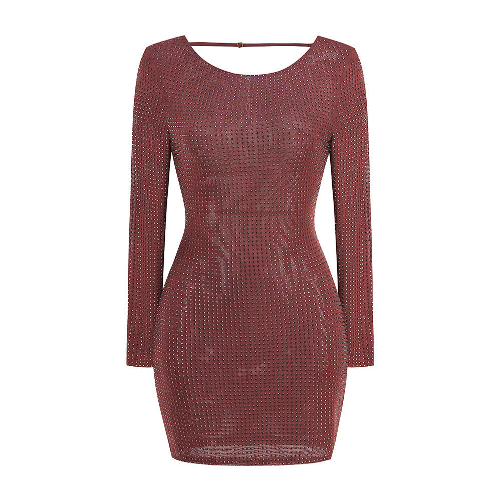 Women's Backless Rhinestone Bodycon Dress