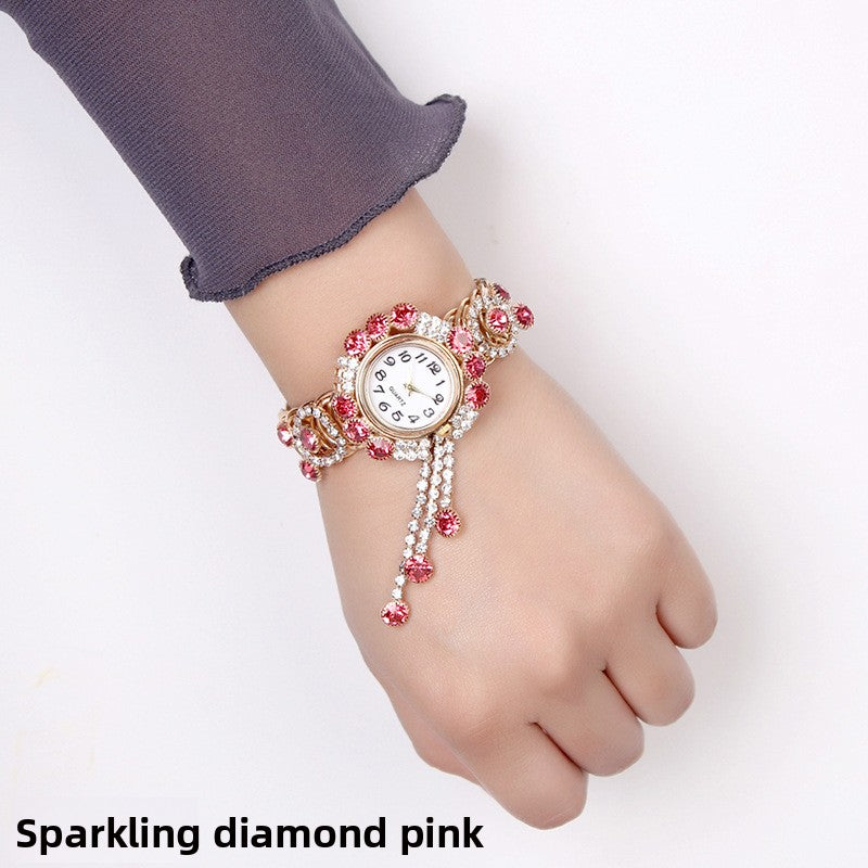 Women's Bracelet Watch with Rhinestone and Tassel