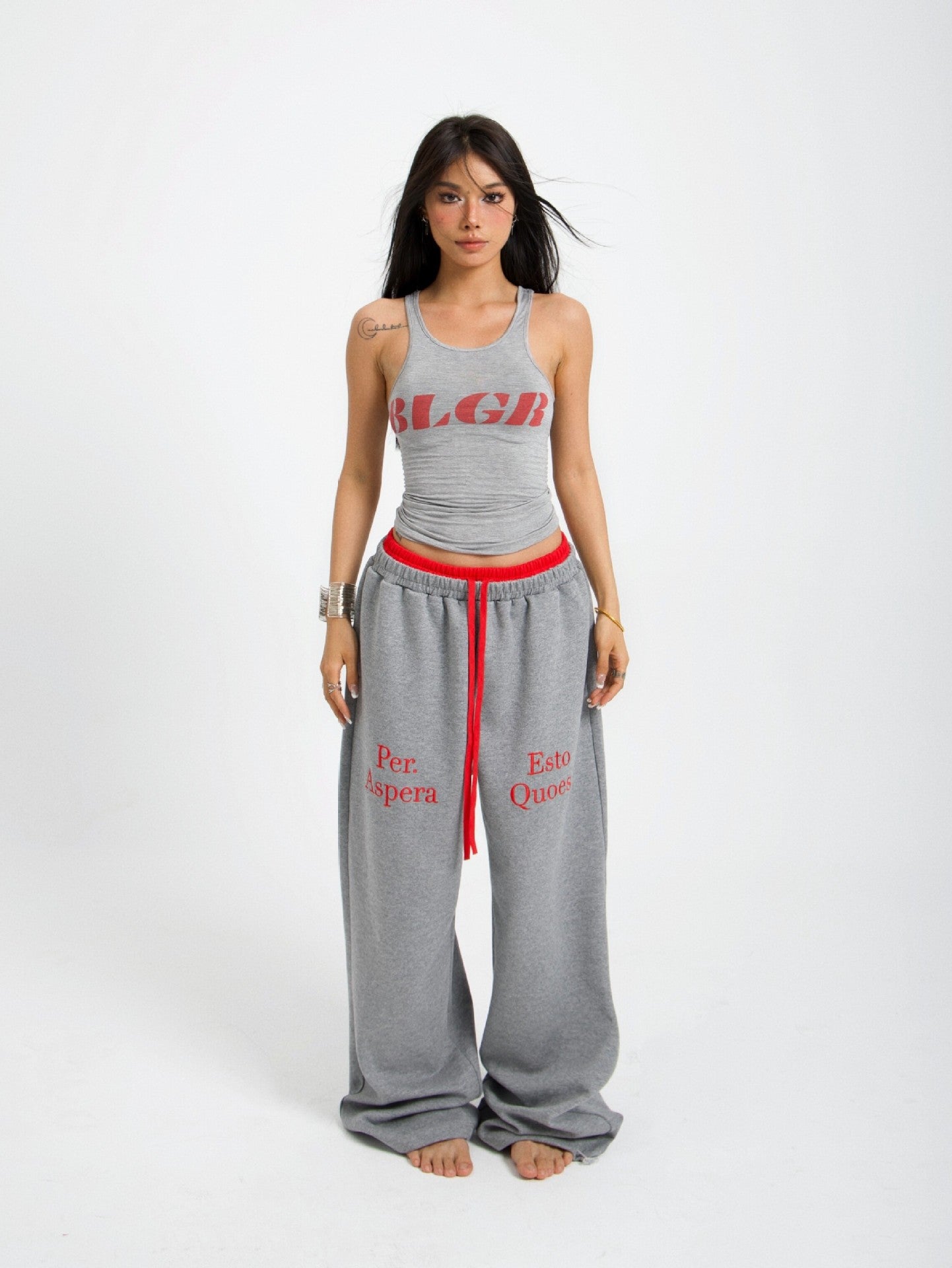 Women's Contrast Waist Casual Sport Pants
