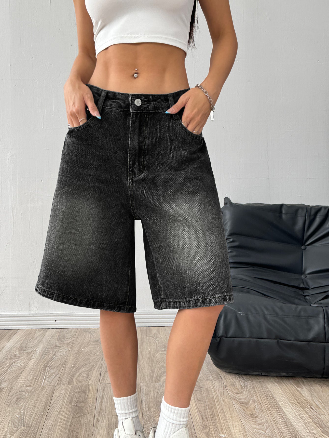 Women's Denim Wide-Leg Shorts
