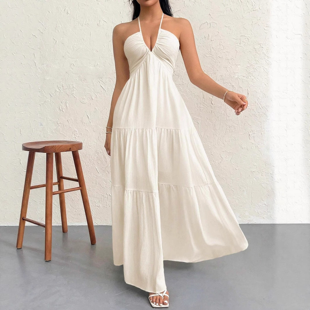 Women's Elegant Backless V-Neck Dress