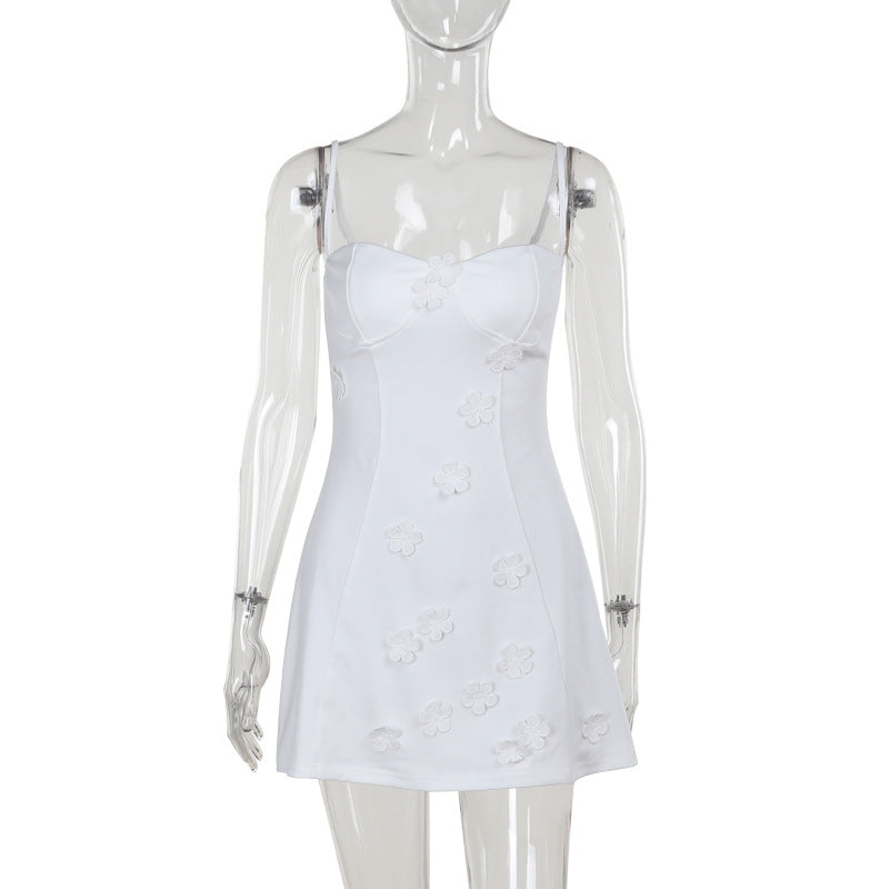 Women's Floral Sleeveless Dress European Style High Waist Slip Dress