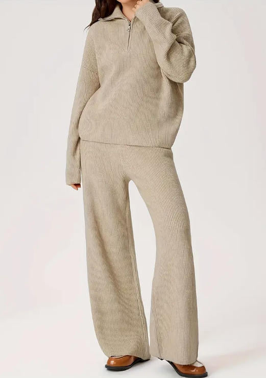Women's Knit Zipper Lounge Set