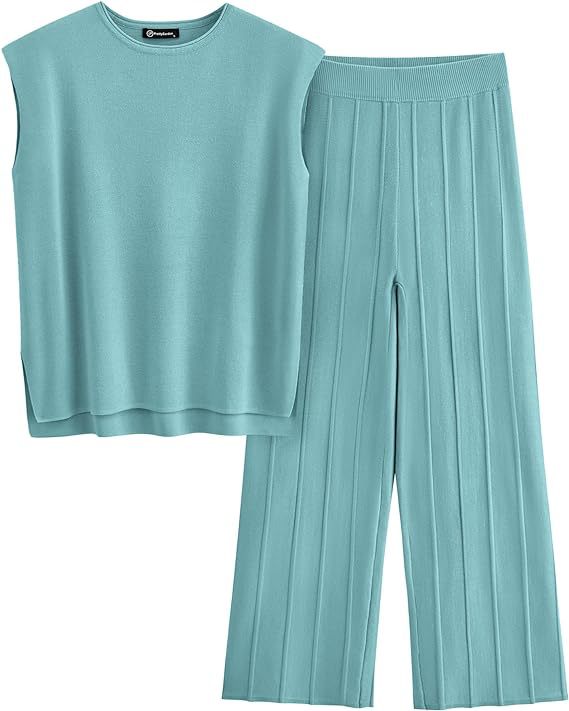 Women's Knitted Vest and Wide-Leg Pants Set