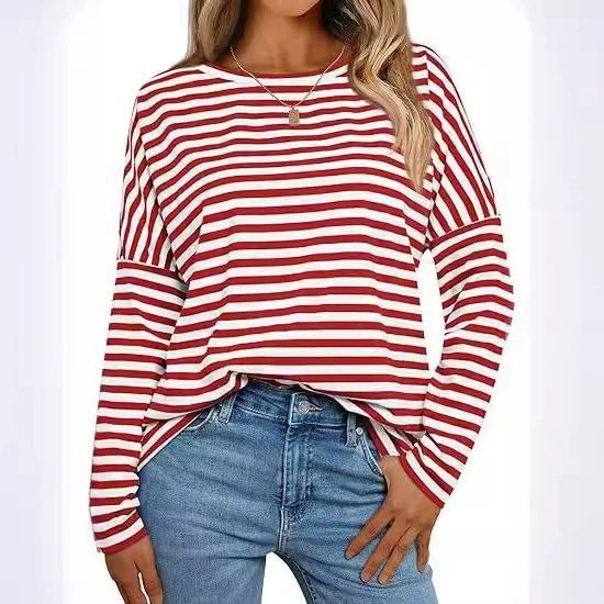 Women's Long Sleeve Striped Sweatshirt