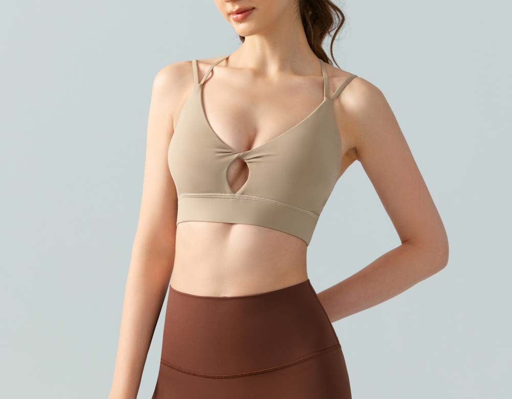 Women's Naked Shoulder Strap Hollow Chest Kink Sports Bra