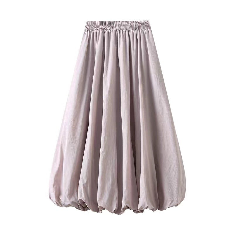 Women's Pleated Puffy Mid-Length Skirt
