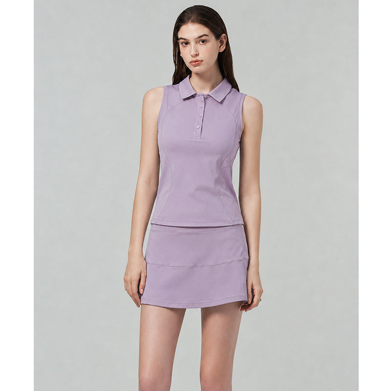 Women's Sleeveless Sports Vest with Polo Collar