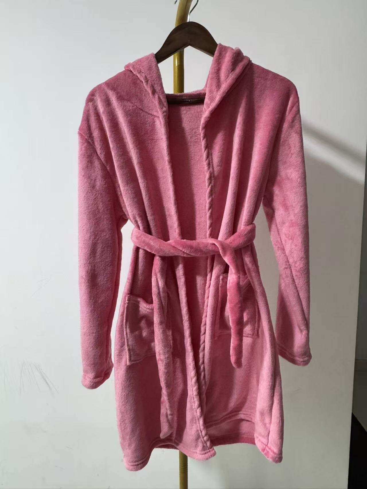 Women's Winter Warm Bathrobe Flannel Robe Coral Fleece Hooded Loungewear New