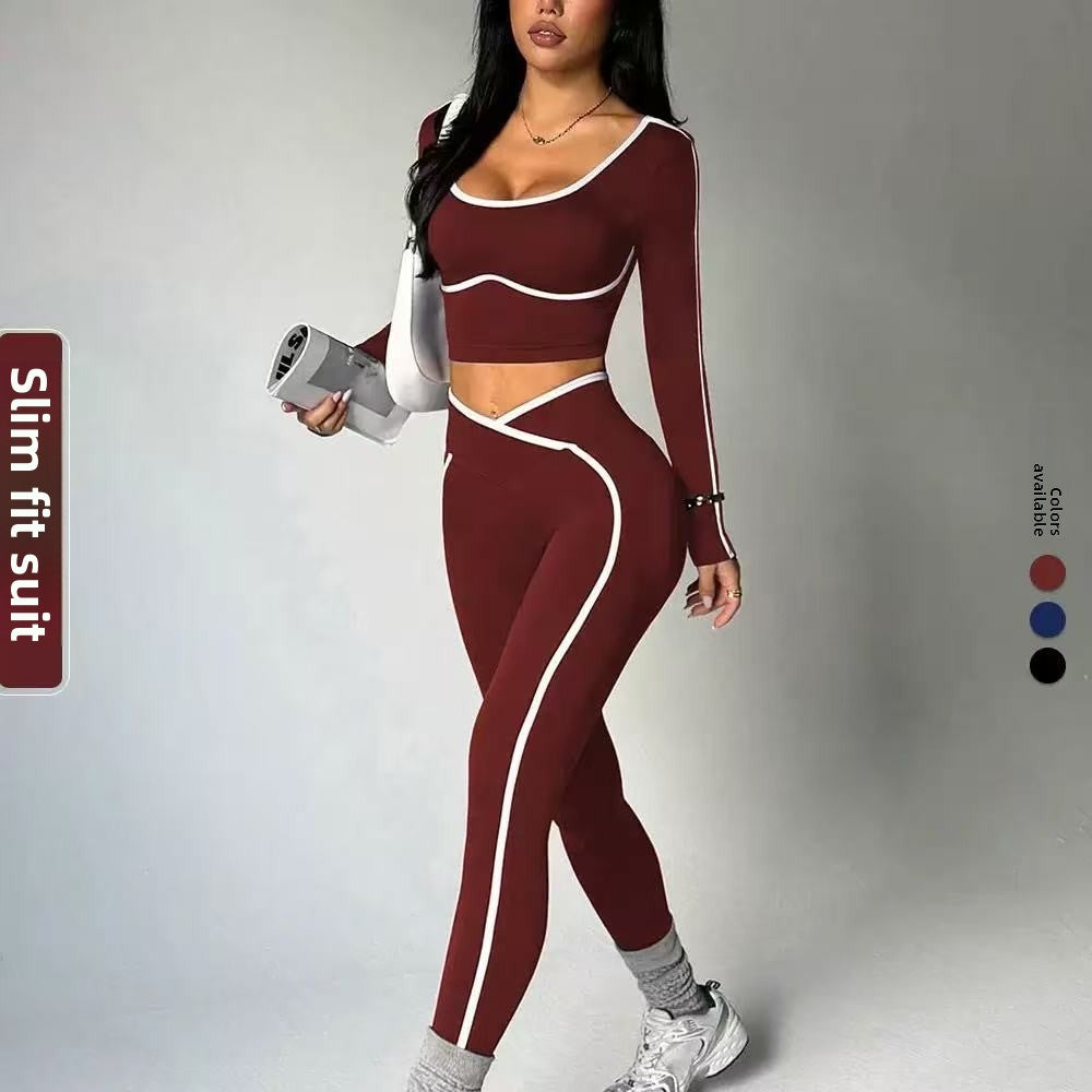 Women's Yoga Set with Color Block Design