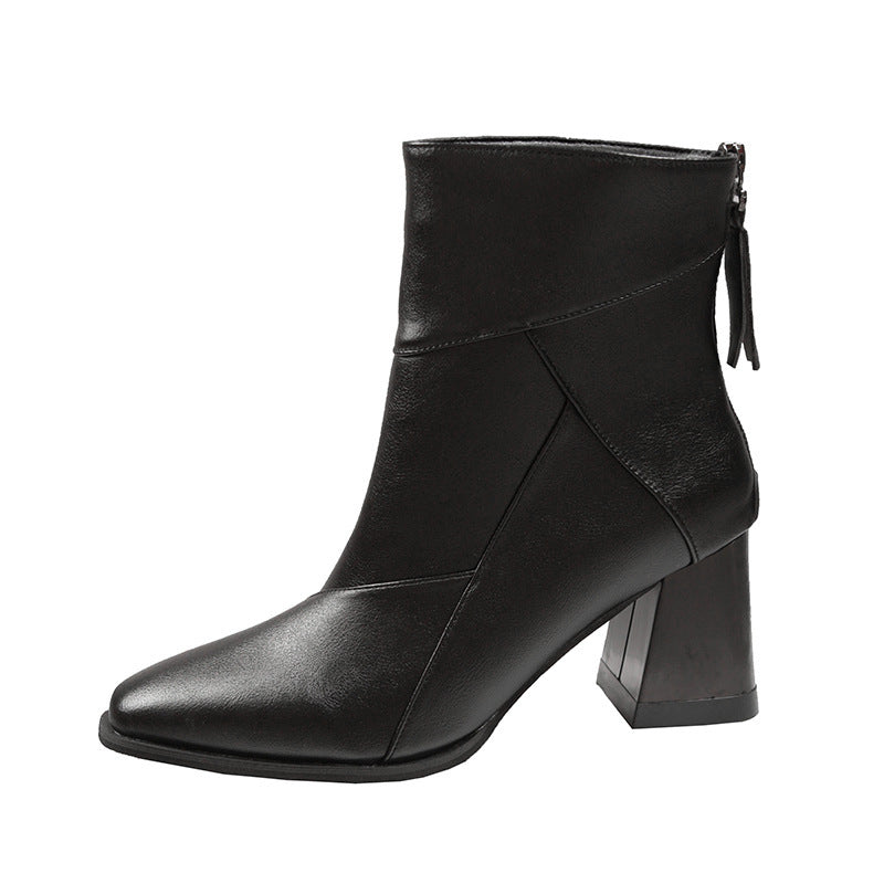 Women Square Toe Chunky Heel Fashion Boots