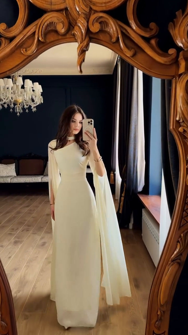 Womens Bat Sleeve Slim Fit Solid Color Dress