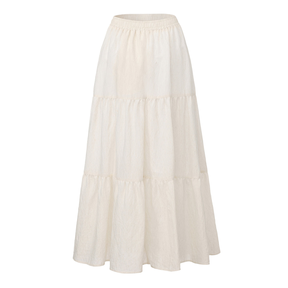 Womens Cotton Linen Elastic Waist Long Skirt