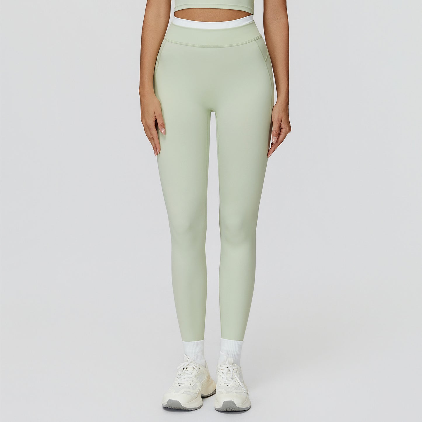 Womens High-Waist Yoga Pants with Contrast Threading