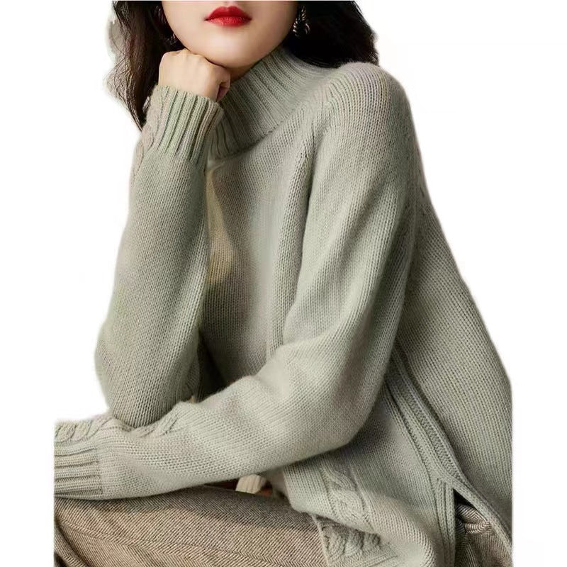 Womens Semi-high Neck Knitted Sweater