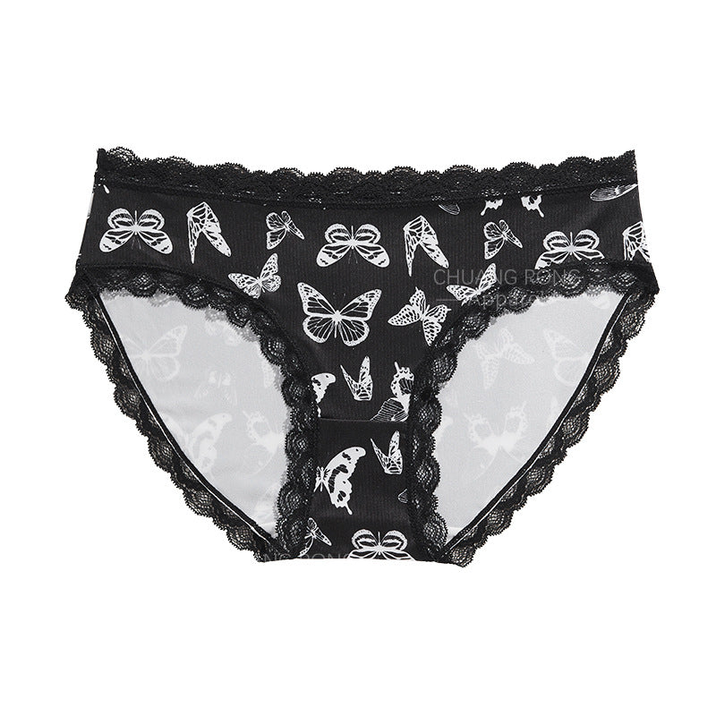 Womens Skull Print Low-Rise Underwear