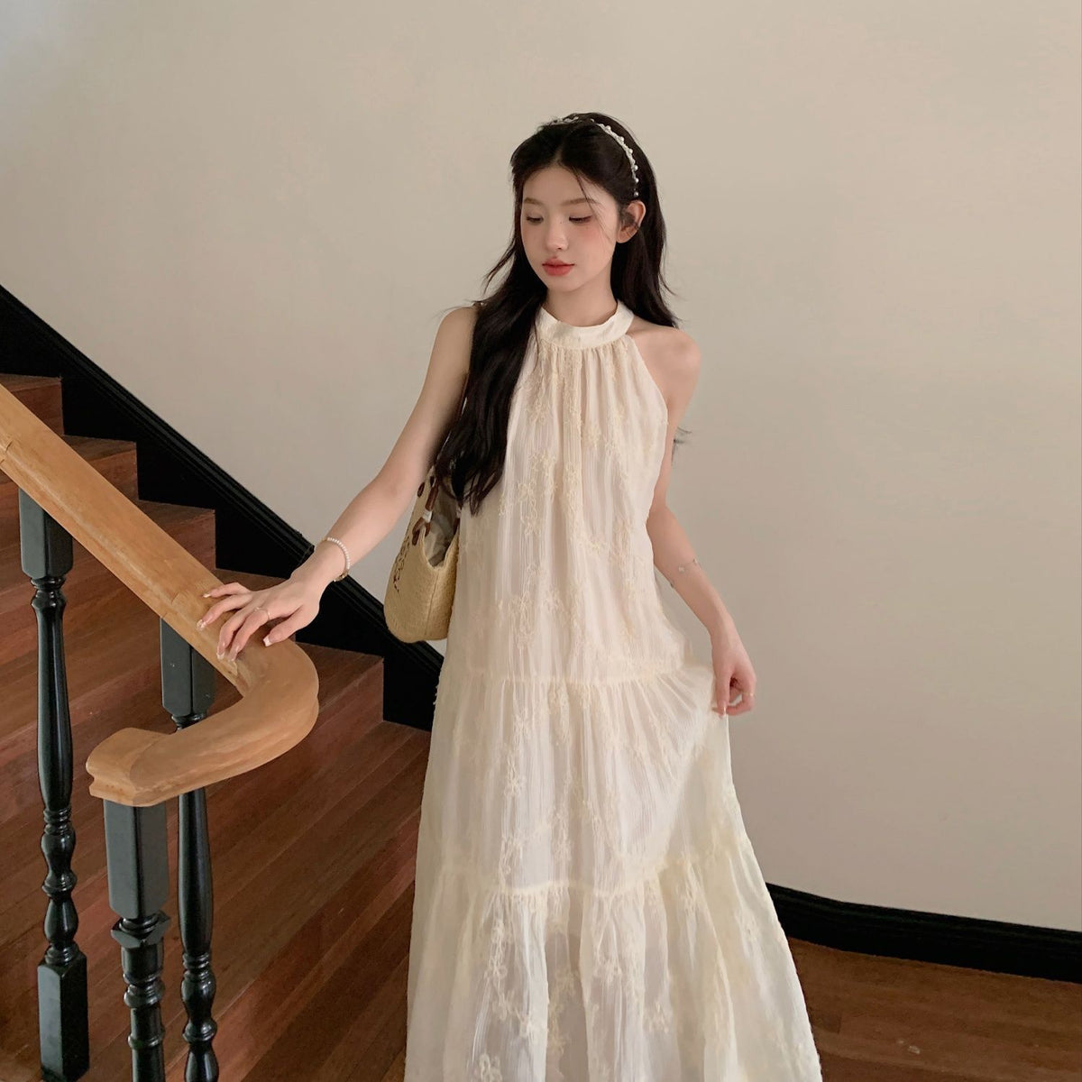 Womens Sleeveless Square Neck Long Dress