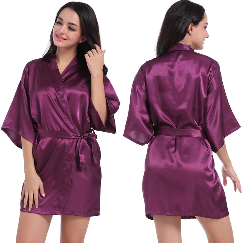 Womens Twisted Satin Nightgown Bathrobe