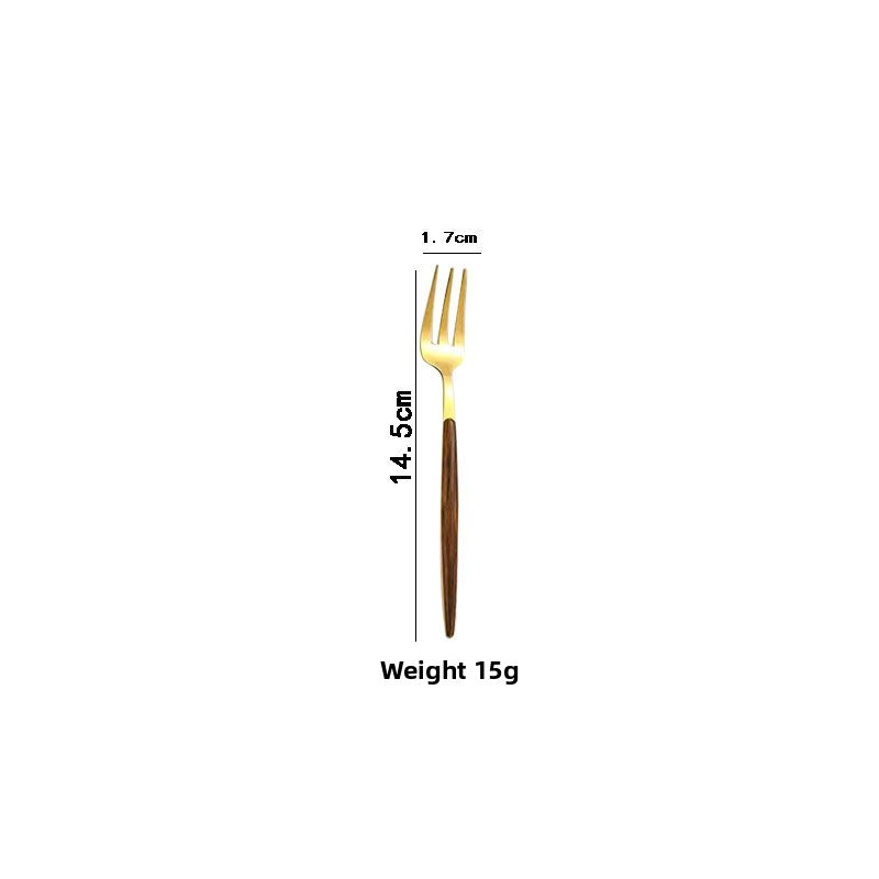 Wood-grain pattern knife, fork and spoon