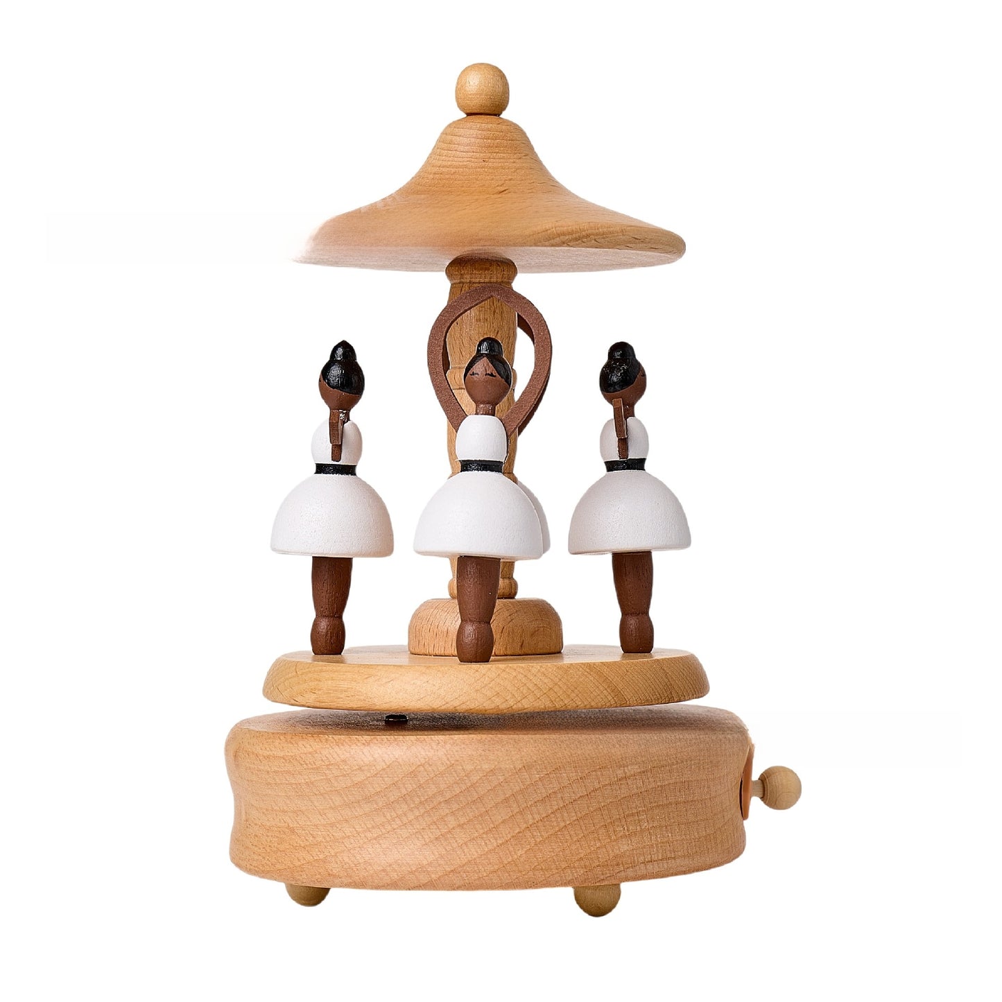 Wooden Carousel Music Box with Ballet Dancer