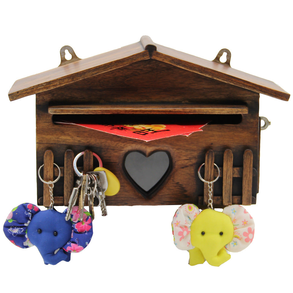 Wooden Heart Shape Wall Decoration with Lockable Storage