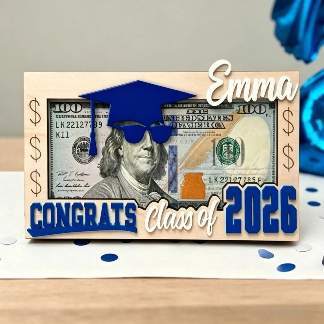 Wooden Wallet with Gift Card for Graduation and Special Occasions