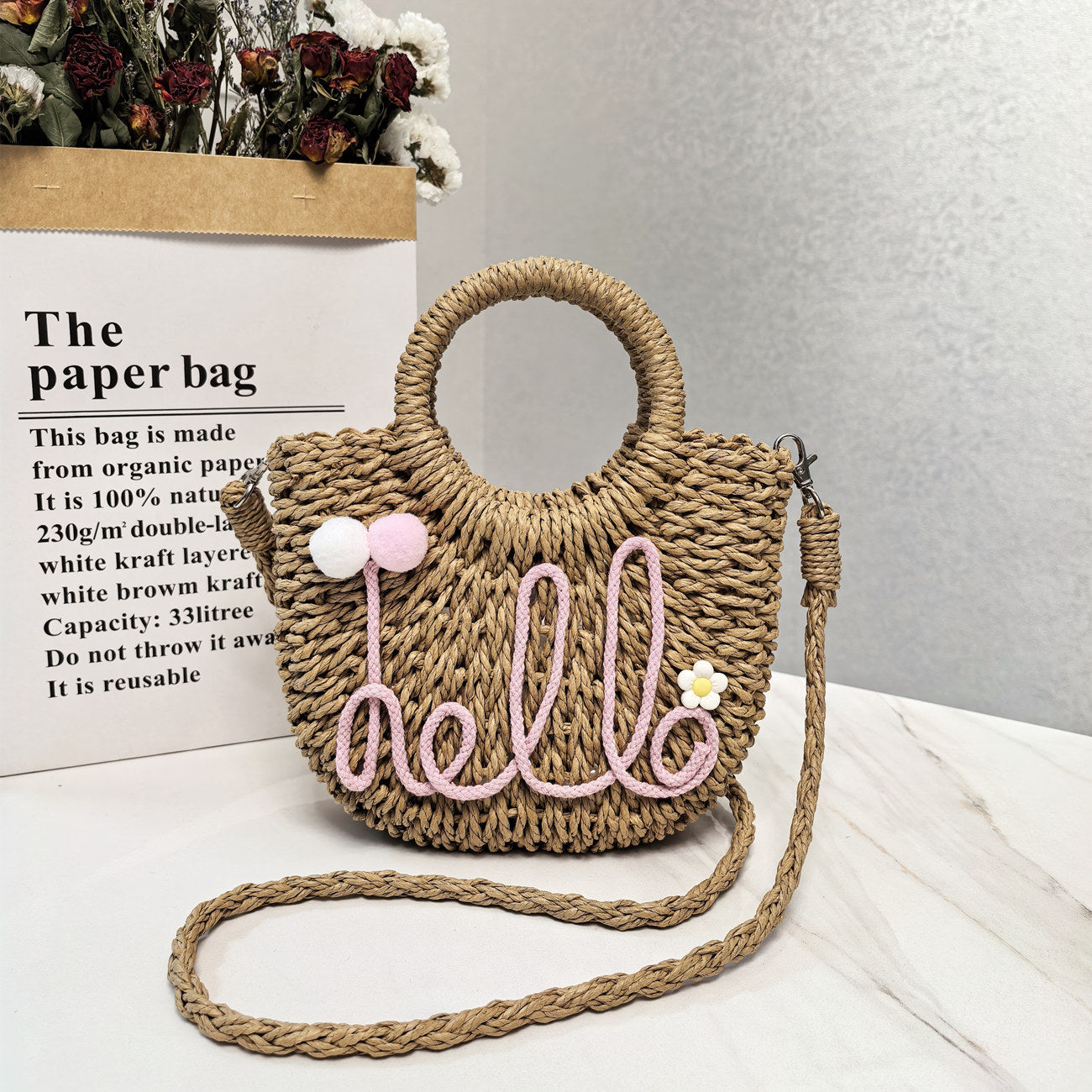 Woven Straw Shoulder Bag