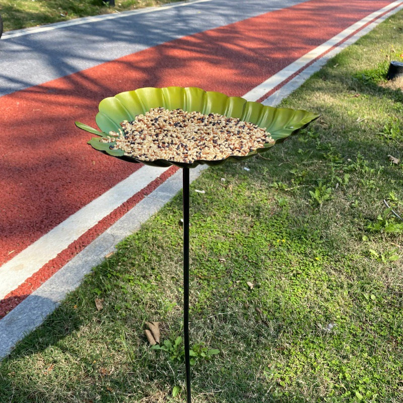 Wrought Iron Leaf Bird Feeder with Ground Stake