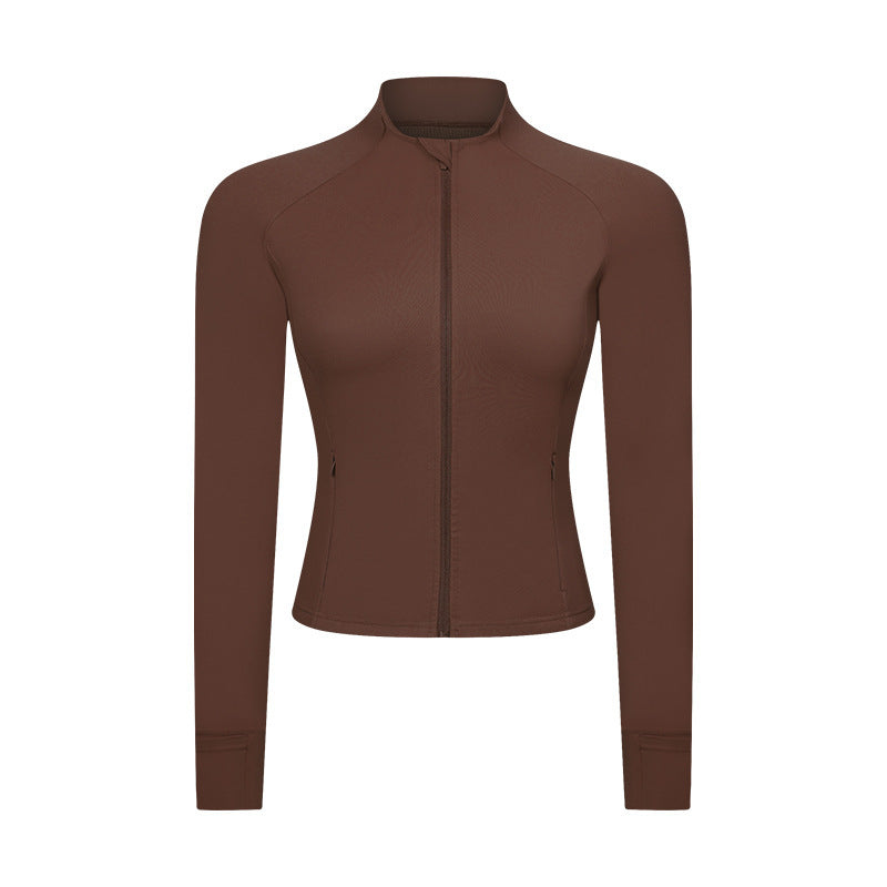 Yoga Jacket with Zipper Pocket Slim Fit Fitness Sports Wear
