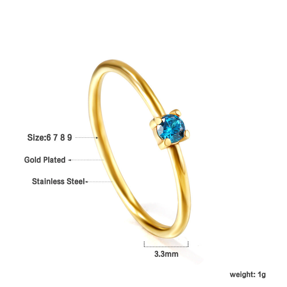 Zircon color-diamond ring