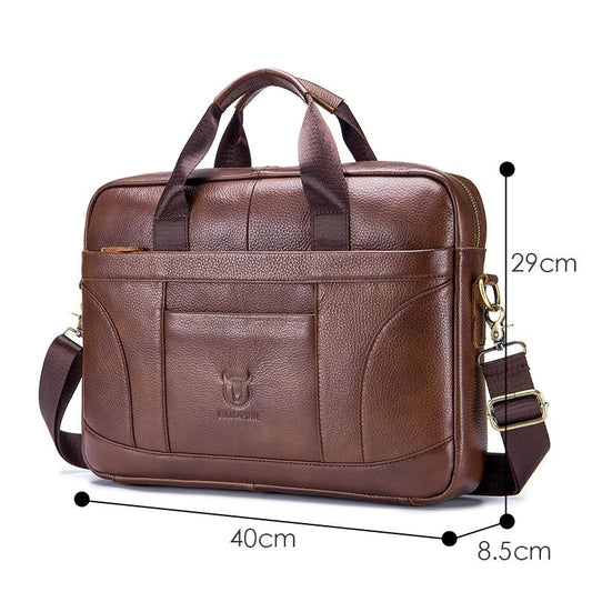 Men’s Large-Capacity Briefcase – Full-Grain Leather Design