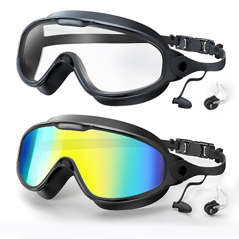 Large Frame Anti Fog Swimming Goggles With Earplugs Uses Now