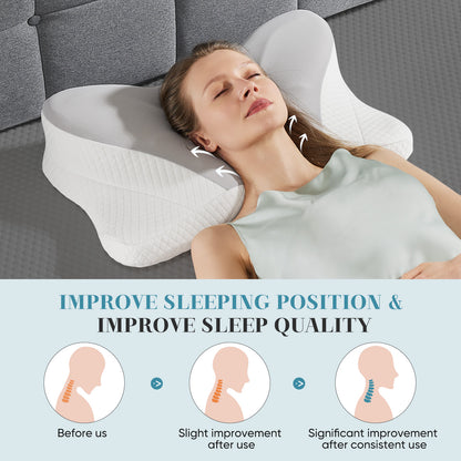 Person sleeping on their back on the contour pillow