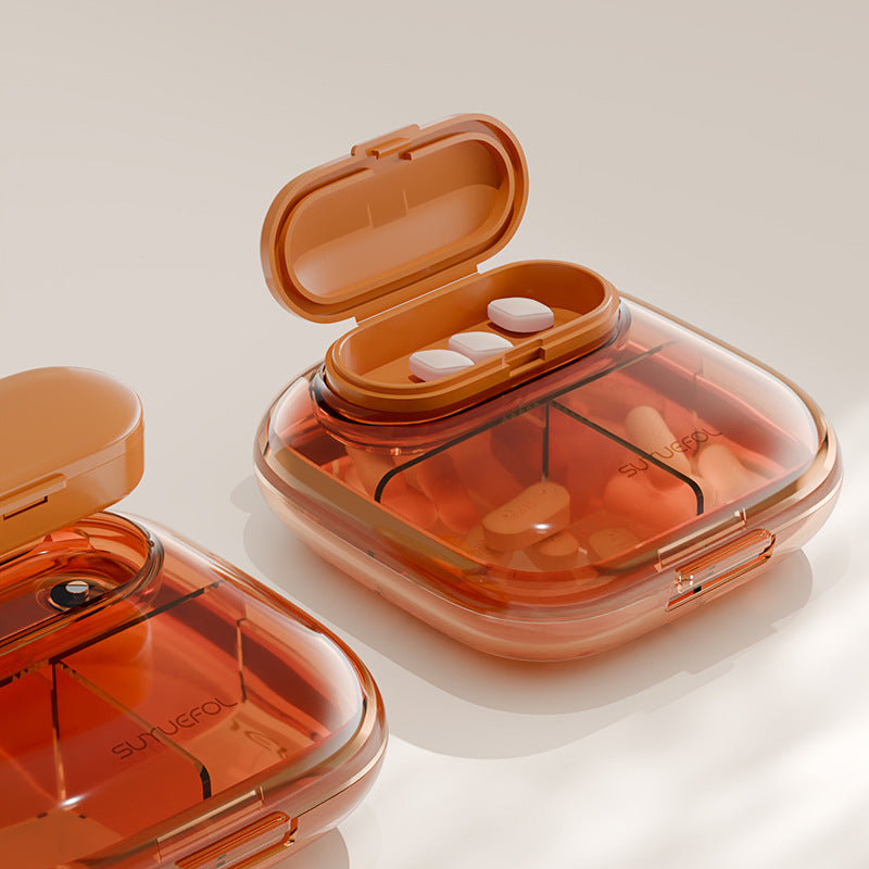 Portable Daily Pill Organizer with Secure Lid Storage